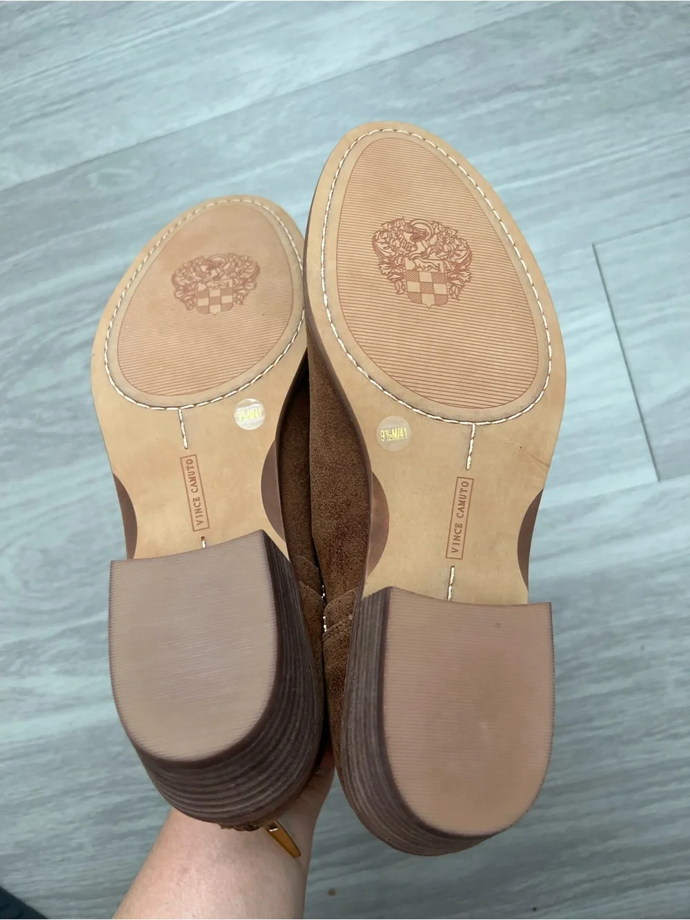 Vince Camuto Brown Suede Studded Cutout Ankle Booties Women’s 9.5 Western Boho